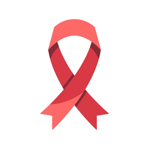 AIDS, red ribbon flat icon — Stock Vector