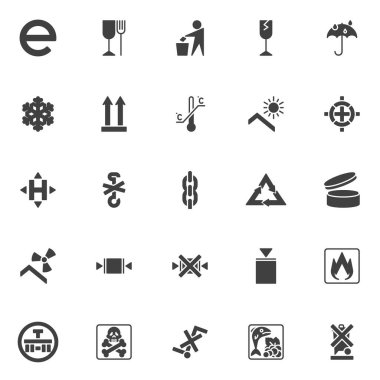 Paketleme işaretleri vektör simgeleri ayarlandı