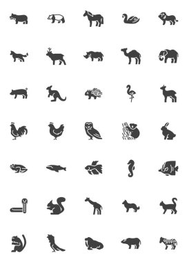 Vahşi yaşam hayvan vektör simgeleri ayarlandı