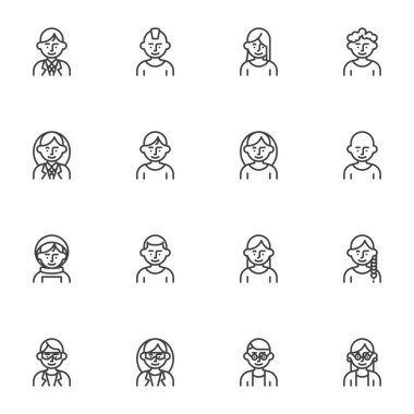 İnsanların avatar çizgisi simgeleri ayarlandı