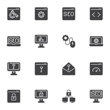 SEO optimizasyon vektör simgeleri ayarlandı