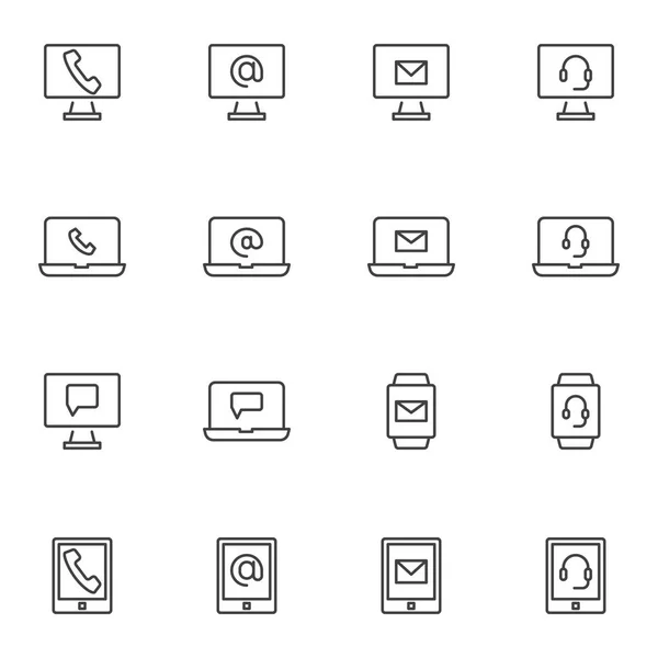 Communication ligne de contact icônes ensemble — Image vectorielle