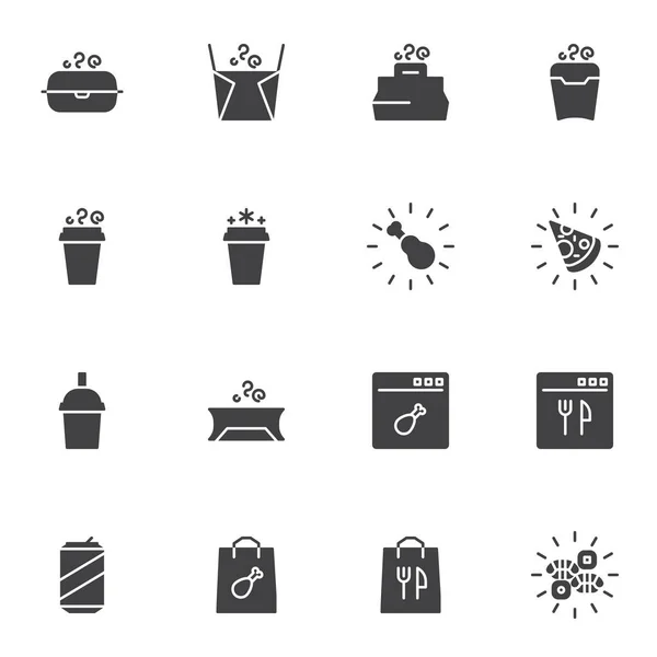 Conjunto de iconos vectoriales de servicio de comida para llevar — Archivo Imágenes Vectoriales