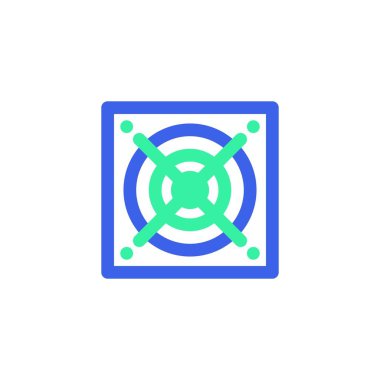 PC donanım fan hattı simgesi. Mobil konsept ve web tasarımı için doğrusal biçim işareti. Bilgisayar gücü birimi vektör simgesini özetliyor. Sembol, logo çizimi. Vektör grafikleri