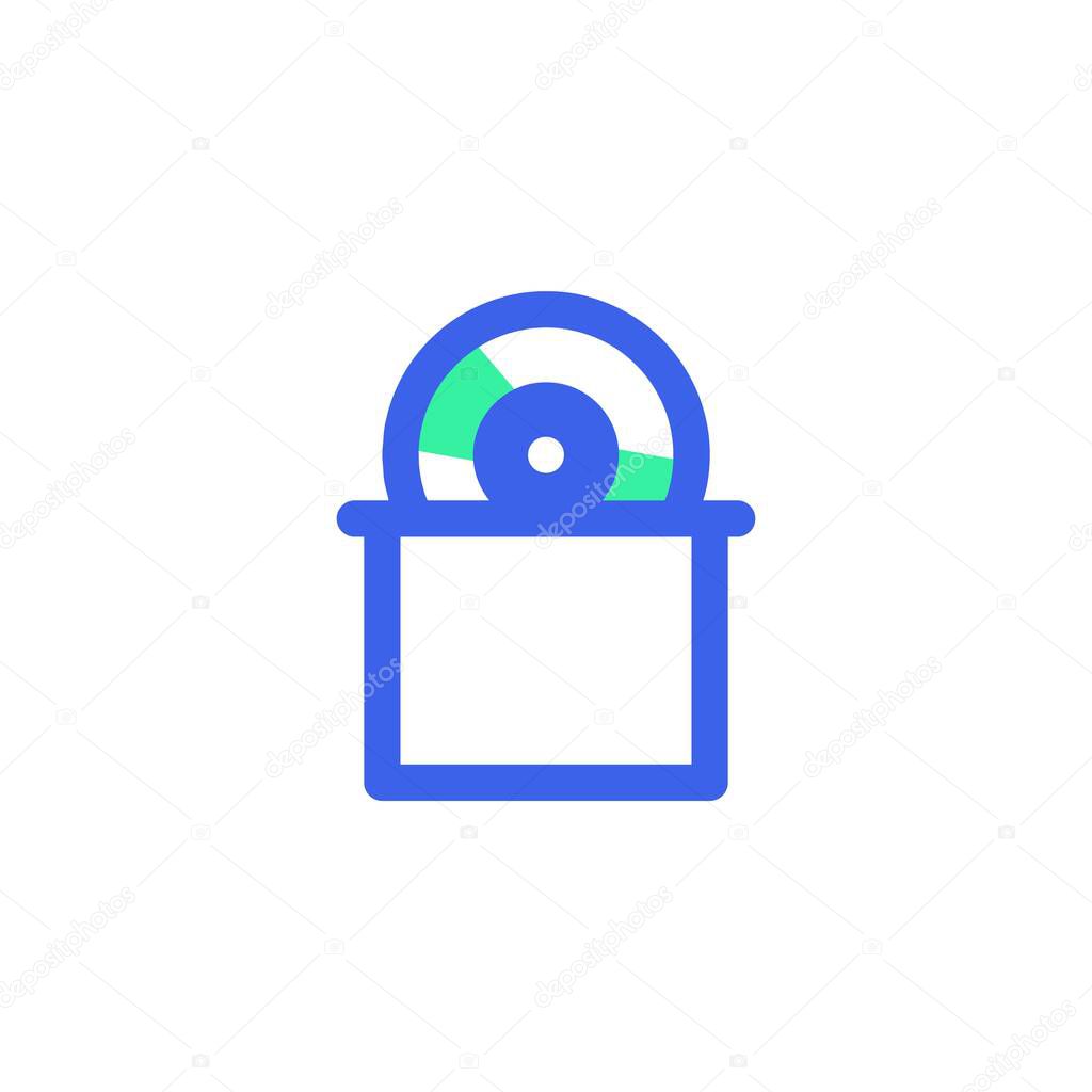 CD with cover line icon. linear style sign for mobile concept and web design. Compact disc outline vector icon. Symbol, logo illustration. Vector graphics