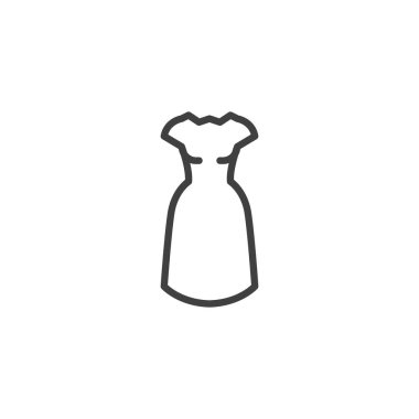 Kolsuz elbise çizgisi ikonu. Mobil konsept ve web tasarımı için doğrusal biçim işareti. Kadınlar taslak vektör simgesini giyerler. Sembol, logo çizimi. Vektör grafikleri