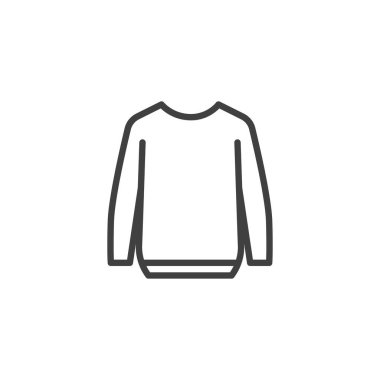 Süveter giyim markası ikonu. Mobil konsept ve web tasarımı için doğrusal biçim işareti. Sweatshirt jumper taslak vektör simgesi. Sembol, logo çizimi. Vektör grafikleri