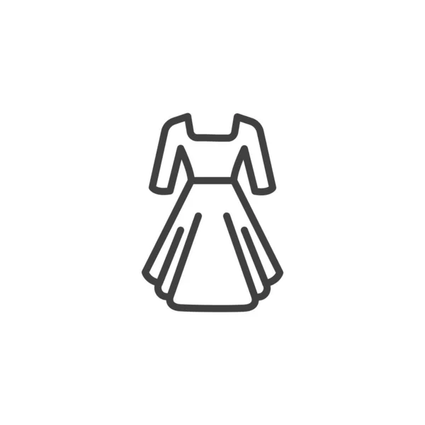 エレガントな女性のドレスラインアイコン モバイルコンセプトとウェブデザインのためのリニアスタイルのサイン 長袖アウトラインベクトルアイコンでドレス シンボル ロゴイラスト ベクトルグラフィックス — ストックベクタ