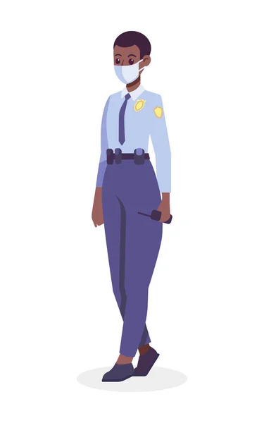 아프리카계 미국인 경찰관의 의료용 마스크 스타일의 디자인 — 스톡 벡터