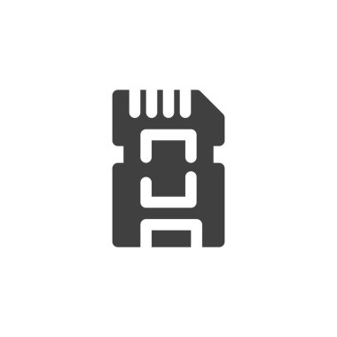Mikro SD kart vektör simgesi. Mobil konsept ve web tasarımı için düz tabela. Hafıza SD kart simgesi. Sembol, logo çizimi. Vektör grafikleri