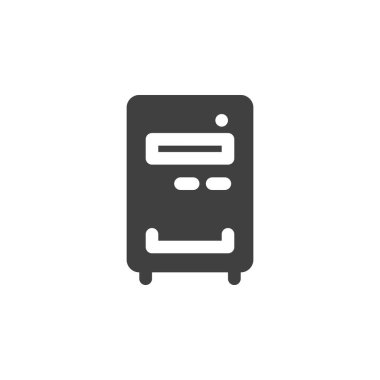 Bilgisayar durumu vektör simgesi. Mobil konsept ve web tasarımı için düz tabela. Bilgisayar kabartma simgesi. Sembol, logo çizimi. Vektör grafikleri