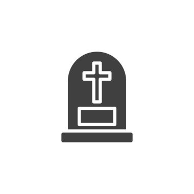 Tombstone vektör simgesi. Mobil konsept ve web tasarımı için düz tabela. Cadılar Bayramı mezar sembolü. Sembol, logo çizimi. Vektör grafikleri