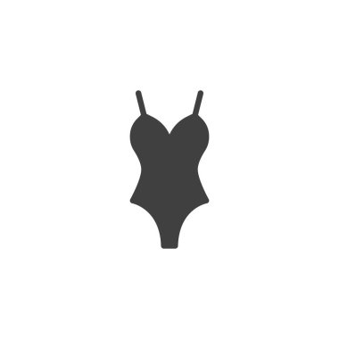 Kadınlar mayolu vektör ikonu. Mobil konsept ve web tasarımı için düz tabela. Mayo ön görünüm simgesi. Sembol, logo çizimi. Vektör grafikleri