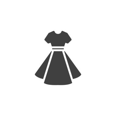 Kısa kollu elbise vektör simgesi. Mobil konsept ve web tasarımı için düz tabela. Kadın giysisi sembolü. Sembol, logo çizimi. Vektör grafikleri