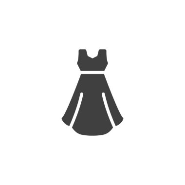 Akşam elbisesi vektör simgesi. Mobil konsept ve web tasarımı için düz tabela. Gecelik giysisi sembolü. Sembol, logo çizimi. Vektör grafikleri