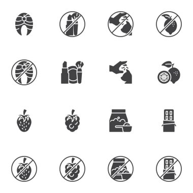 Alerji belirtileri vektör simgeleri ayarlandı