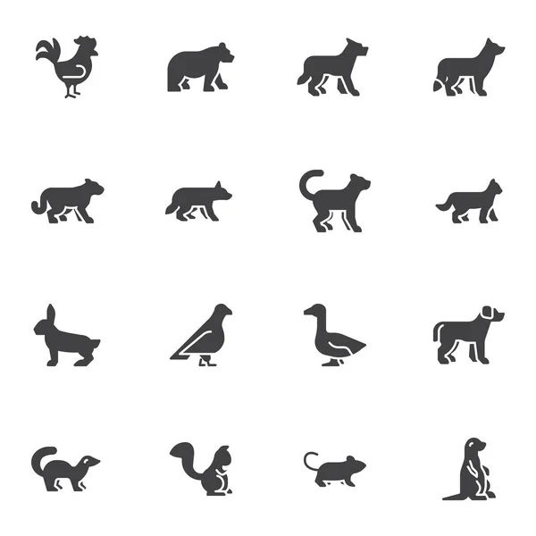 Zoológico animales vector iconos conjunto — Archivo Imágenes Vectoriales