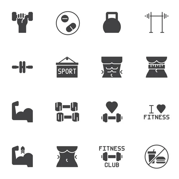 Conjunto de iconos de vectores de gimnasio y fitness — Vector de stock