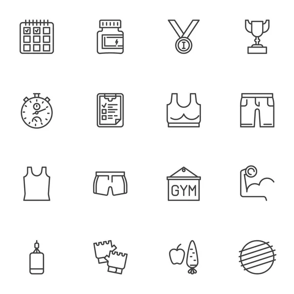 Set de iconos de línea de estilo de vida saludable — Vector de stock