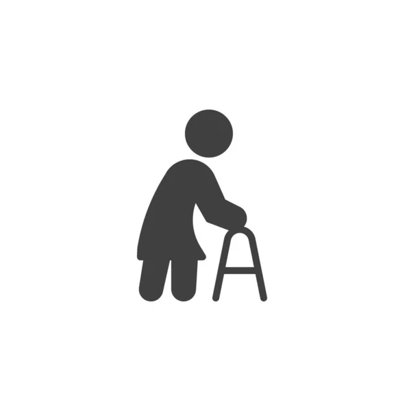 Femme âgée avec icône vectorielle marchette pagaie — Image vectorielle