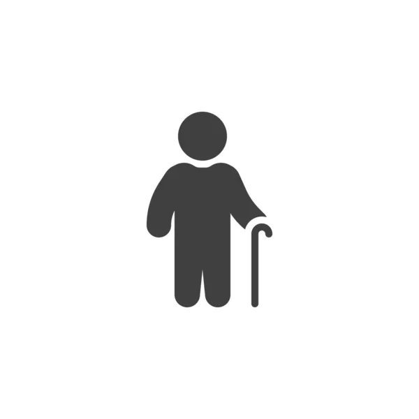 Man with stick vector icon — Stock Vector