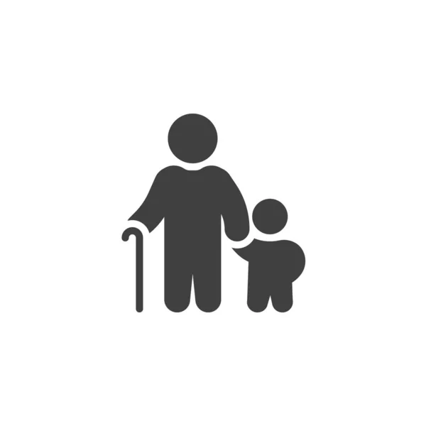 Icône vectorielle personne âgée et enfant — Image vectorielle