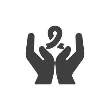 Eller ve farkındalık kurdele vektör simgesi