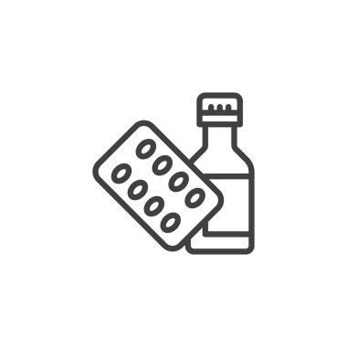 İlaç hapları çizgisi simgesi
