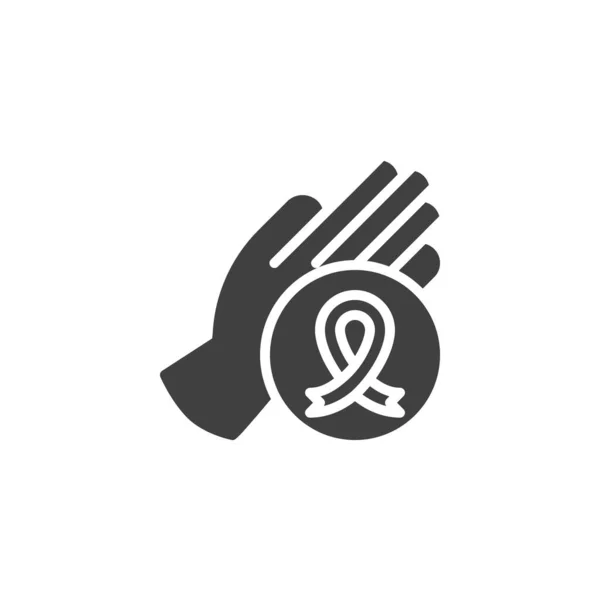 Vektorová ikona vnímání karcinomu prsu a ruky — Stockový vektor
