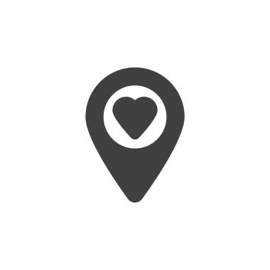 Kalp vektör simgesi ile harita işaretleyicisi