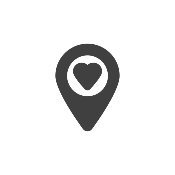 Puntero de mapa con icono de vector de corazón — Vector de stock