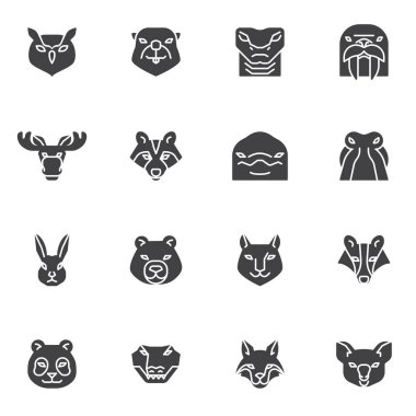 Hayvanat bahçesi hayvan vektör simgeleri ayarlandı