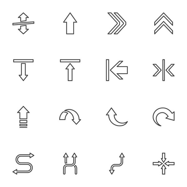 Arrows line icons set