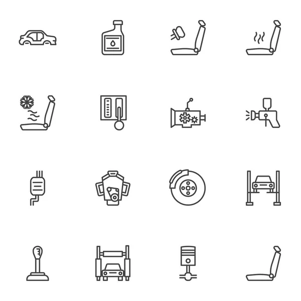 Conjunto de iconos de línea de reparación de piezas — Vector de stock