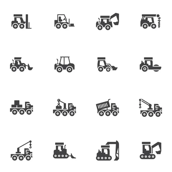 Vektor-Symbole für Baufahrzeuge gesetzt — Stockvektor