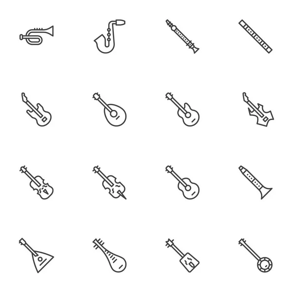 Ensemble d'icônes de ligne instrument de musique — Image vectorielle