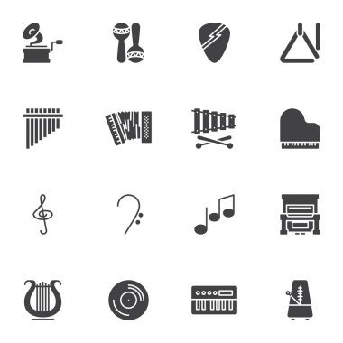 Müzik enstrümanı vektör simgeleri ayarlandı