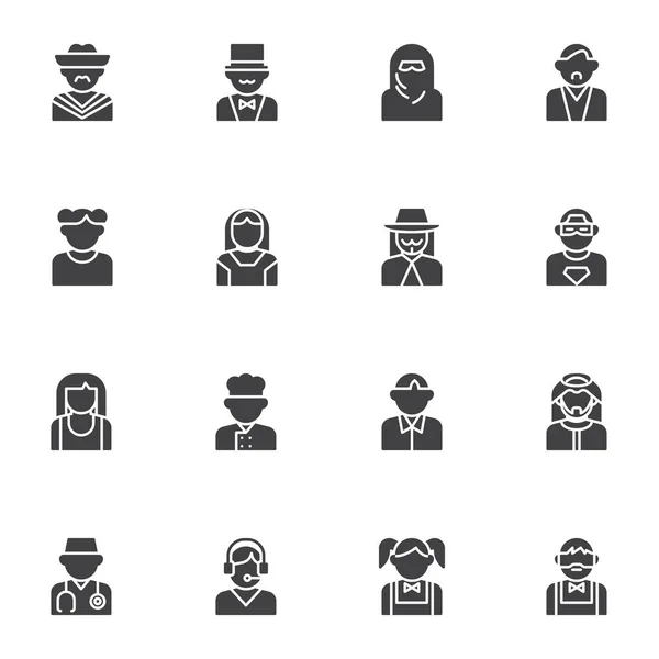 Lidé znaky avatary vektorové ikony nastaveny — Stockový vektor