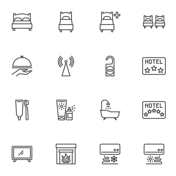 Conjunto de ícones de linha de serviço do hotel —  Vetores de Stock
