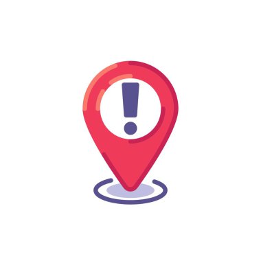 Harita işaretleyici ünlem düz simgesi