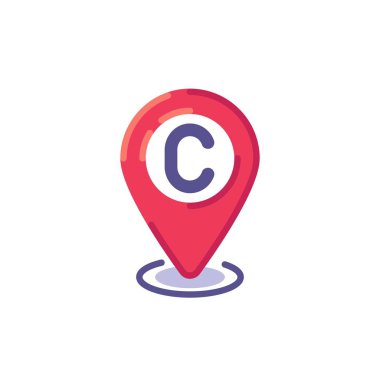 C noktası harita işaretleyici düz simgesi