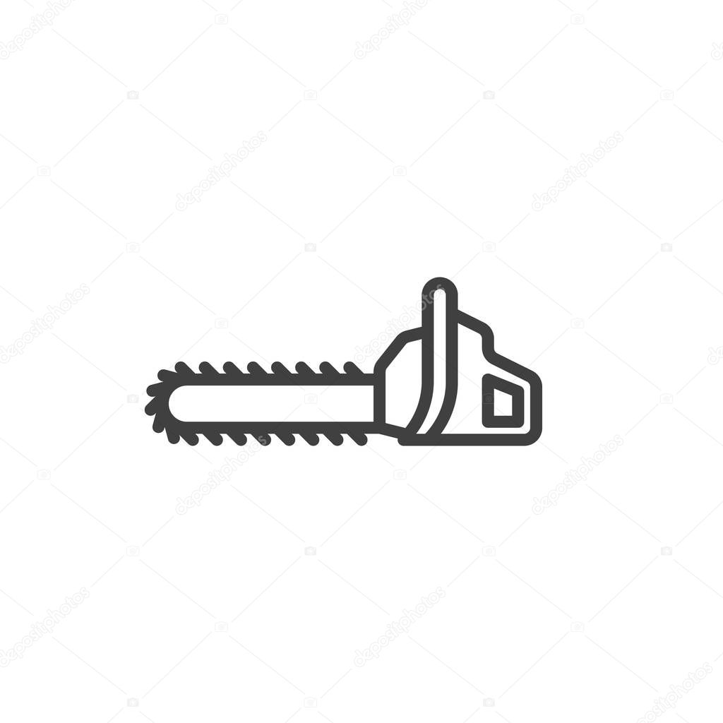 Chainsaw line icon. linear style sign for mobile concept and web design. Power saw outline vector icon. Symbol, logo illustration. Vector graphics