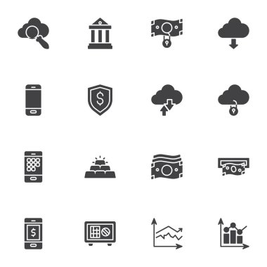 Bankacılık ve finans vektör simgeleri ayarlandı