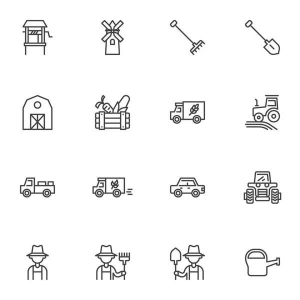 Ensemble d'icônes de ligne Agriculture et agriculture — Image vectorielle
