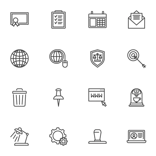 Office and business line icons set — Stock Vector