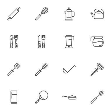 Mutfak aletleri satır simgeleri ayarlandı