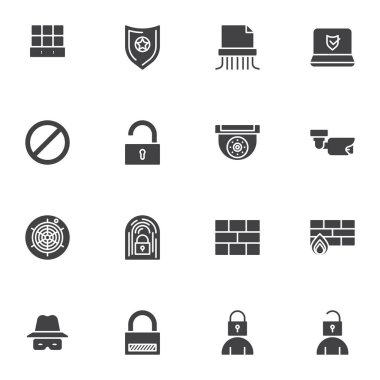 Siber güvenlik vektör simgeleri ayarlandı