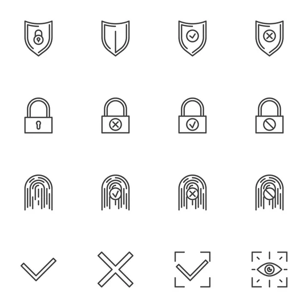 Biztonsági rendszer vonali ikonjai beállítva — Stock Vector