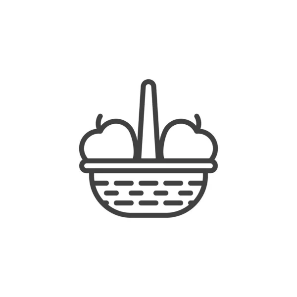 Apple basket lijn pictogram — Stockvector