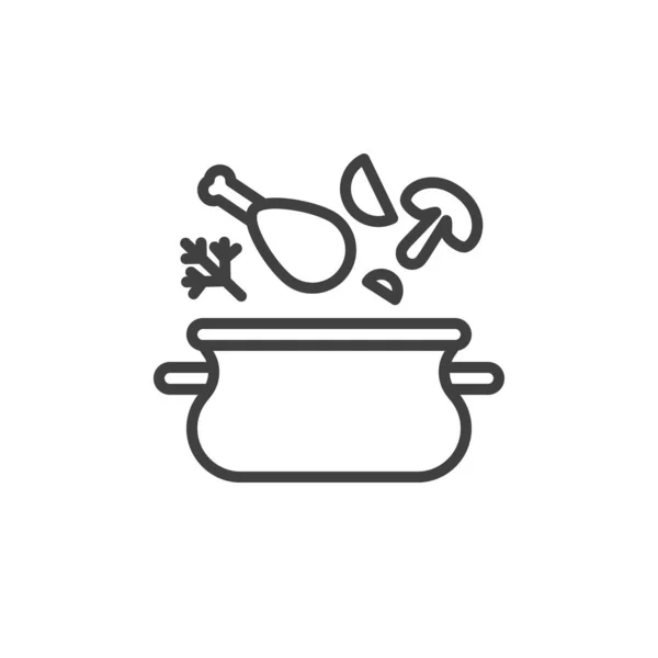 Chicken soup cooking line icon — Stock Vector